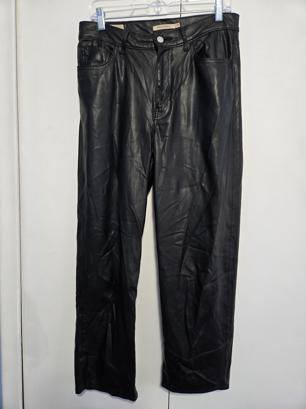 Levi's‎ Premium Ribcage Straight Faux Leather Pants Black Size 28